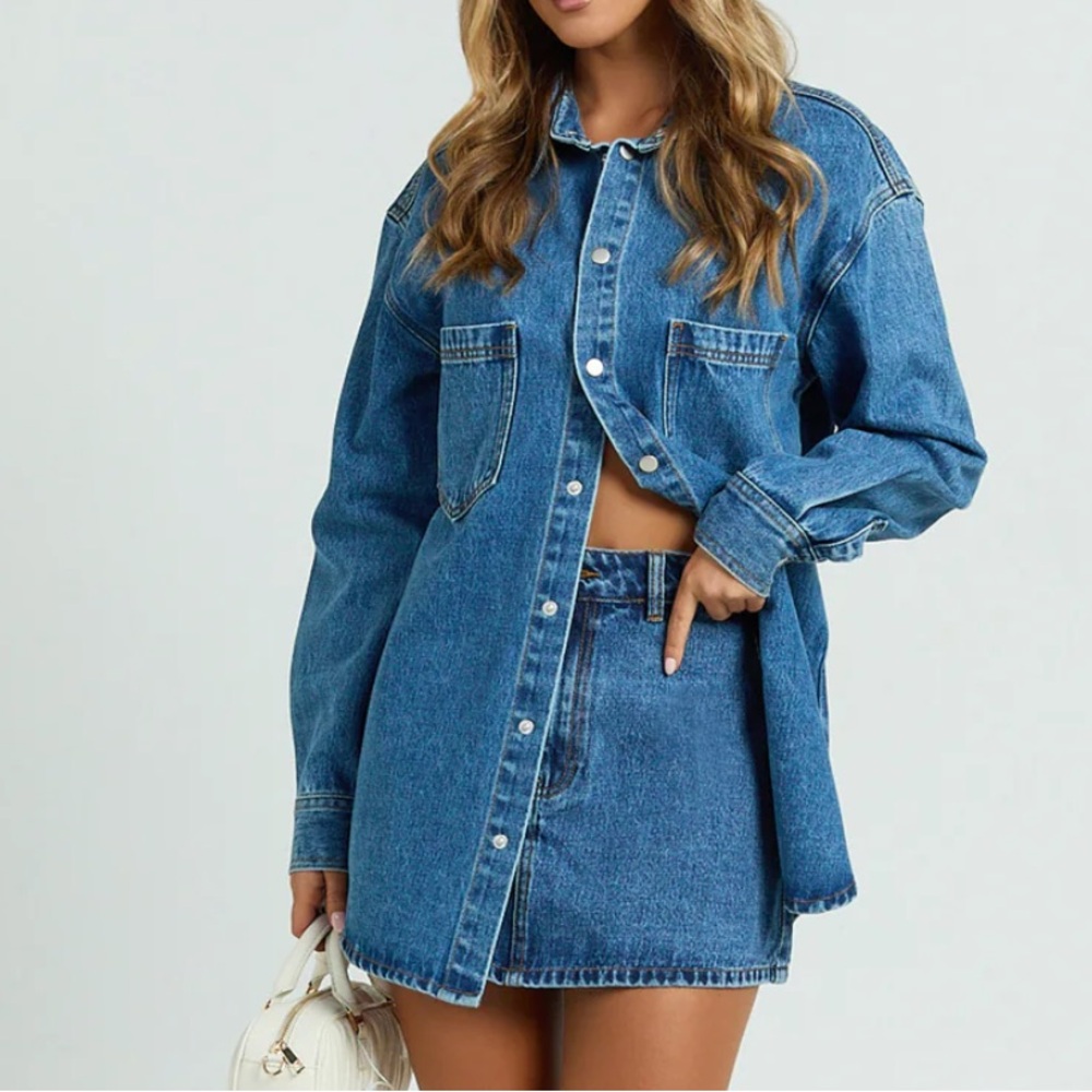Showpo NEW Faharra Shirt/Jacket Dark Blue Denim
